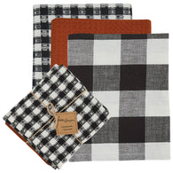 Autumn Checkerboard 3 Dishtowel & 1 Dishcloth Set farmhouse fall