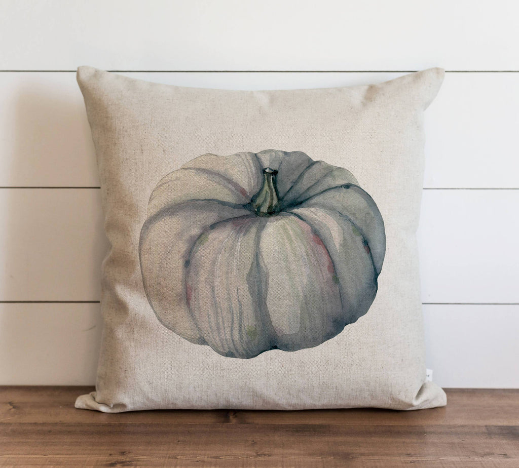 Blue Cinderella Watercolor Pumpkin Pillow Cover Modern Rustic Home