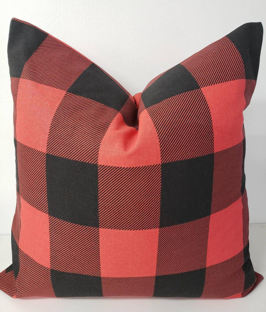 Red buffalo check pillow covers best sale