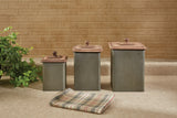 Galvanized Norwood Canisters with Wood Lids - Set of 3