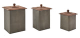 Galvanized Norwood Canisters with Wood Lids - Set of 3