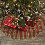 soft red and green festive Greenhow Tartan Christmas Tree Skirt