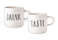 Rae Dunn Stem Print Drink &Taste Mugs, Set of 2