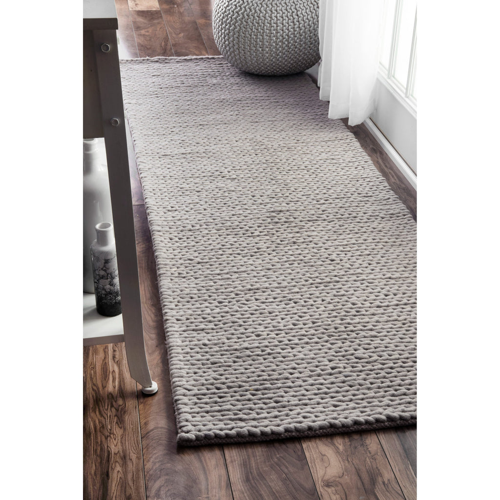 5x8 and 8x10 Braided Wool Solid Gray Felted Chunky Hand Woven Soft Plu –  The Rug Decor