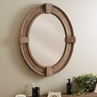 Oval Distressed Wood Mirror