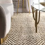 Vania Chevron Jute Rug Ivory Farmhouse Decor Hand woven floor covering