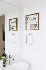 Brush Your Teeth Wood Sign Farmhouse decor bathroom wall decor