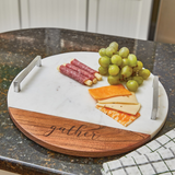 Farmhouse Gather Wood/Marble Charcuterie Board