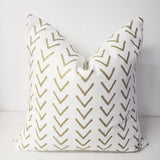 White and Athena Gold Farmhouse Pillow Cover