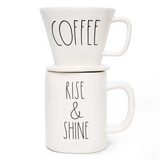 Rae Dunn Artisan COFFEE Drip and RISE & SHINE Mug Set