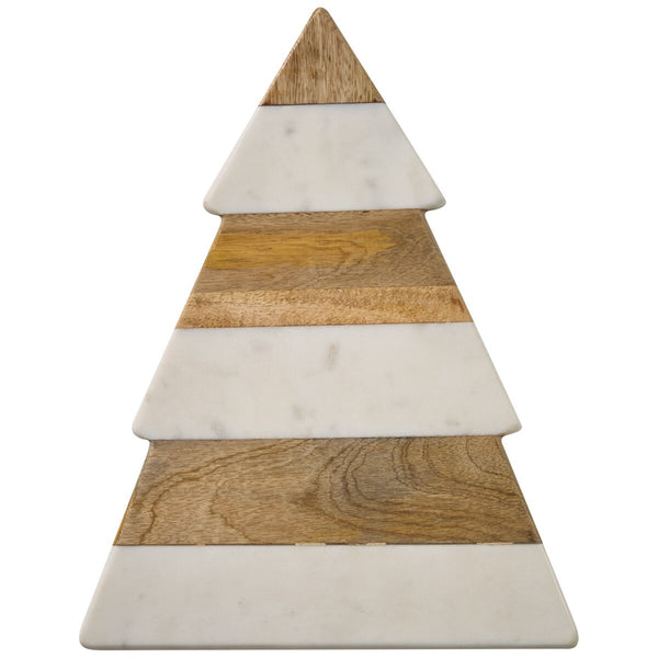 Christmas Tree Wood/Marble Charcuterie or Cutting Board