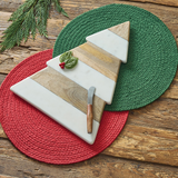 Christmas Tree Wood/Marble Charcuterie or Cutting Board