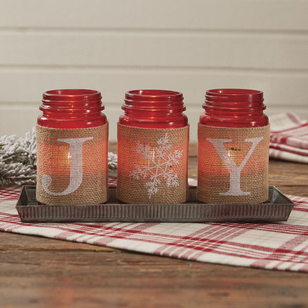 Joy Mason Jar Tray with Jars