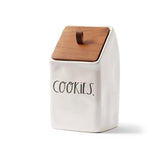 RAE DUNN CLAY - STEM PRINT COOKIES CANISTER, WOOD LID