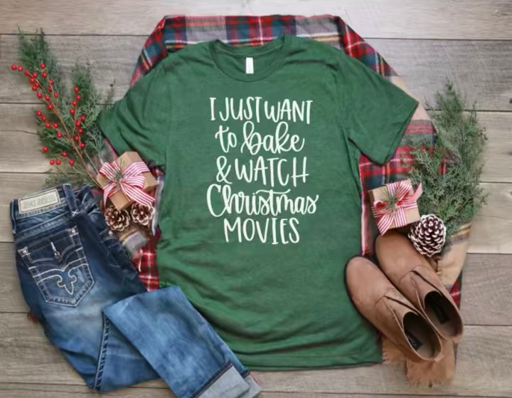 Bake and Watch Christmas Movies T-Shirt