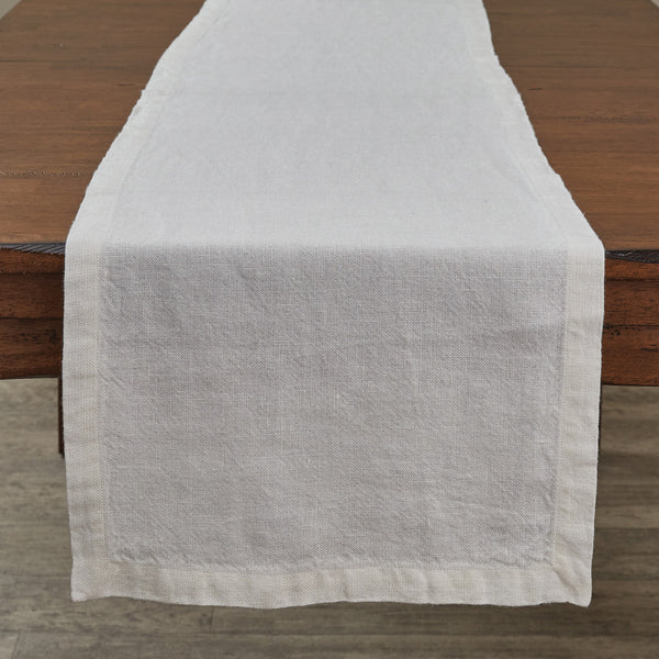 pure white smooth linen table runner