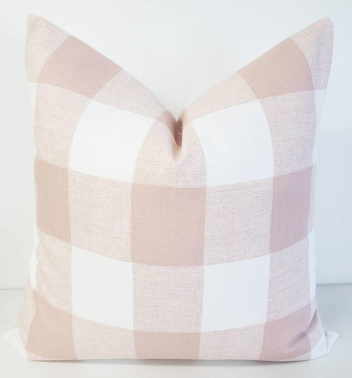 Blush Pink Buffalo Check Pillow Cover