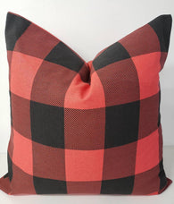 Farmhouse Decor Buffalo Check Red and Black Pillow Cover