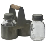Galvanized Norwood Caddy with Glass Salt & Pepper Shakers