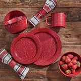 stylish red granite enamelware dinner plate