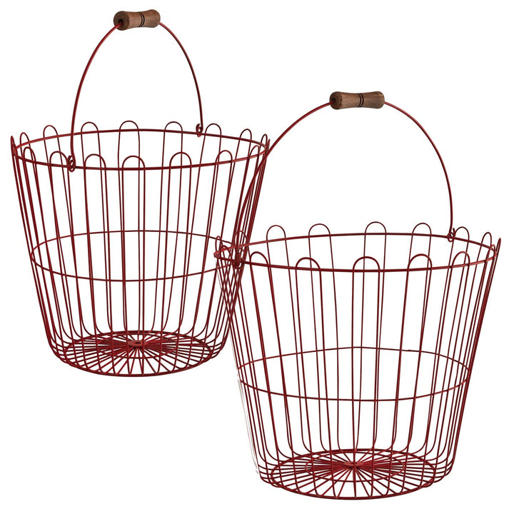 Red Metal Hillside Basket Sets