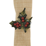 green and red holly and berry napkin ring