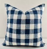 Italian Denim Blue & White Buffalo Plaid Print Farmhouse Pillow Cover Farmhouse Sham