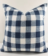 Farmhouse Italian Denim Blue & White Buffalo Plaid Print Pillow Cover