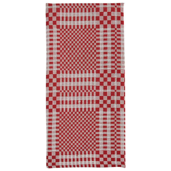 soft and absorbable red and white kitchen dishtowel