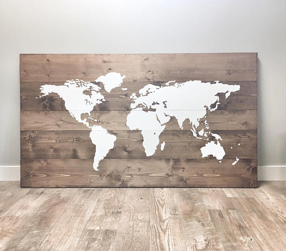 Large Rustic Wood World Map – Modern Rustic Home