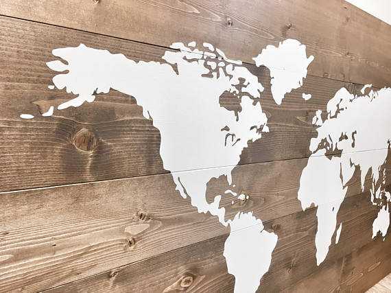Large Rustic Wood World Map – Modern Rustic Home