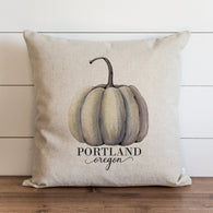 Light Green Watercolor Pumpkin Custom City and State Pillow Cover