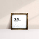 cute nana definition wooden sign