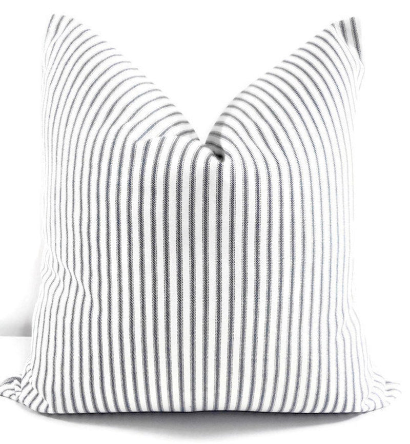 Black Ticking Stripe Throw Pillow Cover 18x18