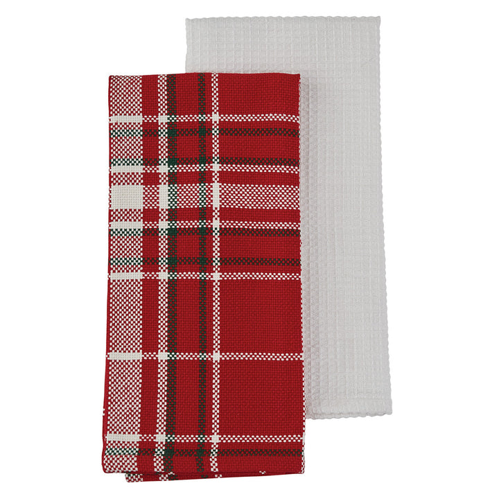red plaid and gray christmas noelle plaid 2 towel set