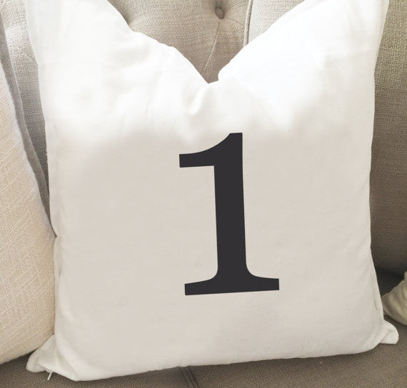 Numbered Throw Pillow Cover 0-10