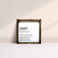 papa definition wooden sign