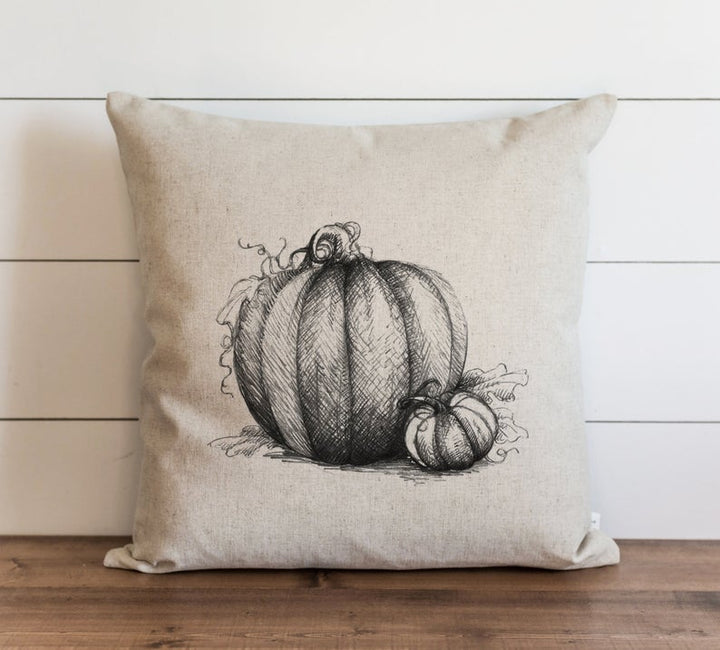 Fall Pillow Cover // Black Pumpkin Sketch
