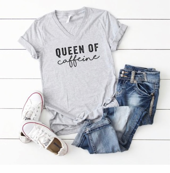 Queen of Caffeine V-Neck T-Shirt