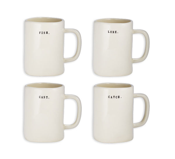 Rae Dunn Fishing Mugs - Set of 4