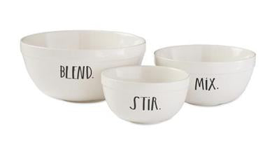 Rae Dunn Stem Print Mixing Bowls, Set of 3