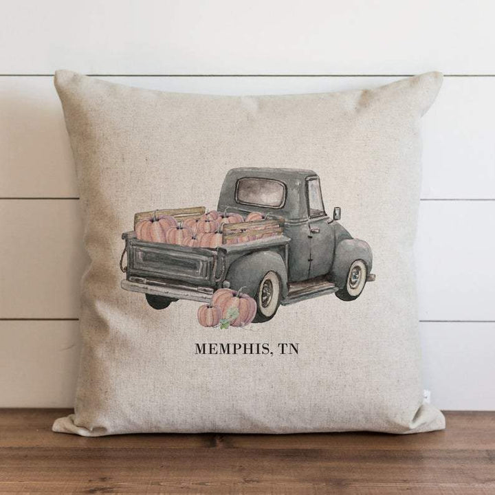Rustic Pumpkin Truck Custom City and State Pillow Cover