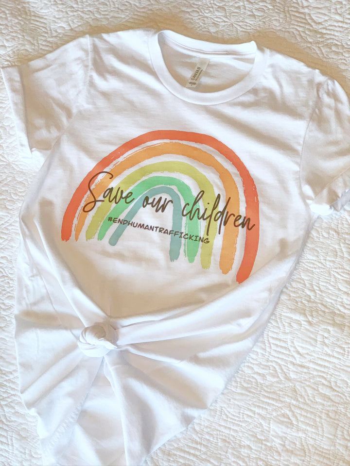 Save Our Children Rainbow T-Shirt: $5 from Every Sale Goes to Operation Underground Railroad!