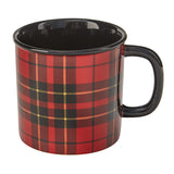 red and black holiday mug for coffee, teas, and hot coco