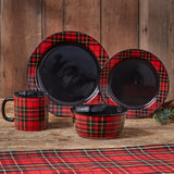 High-quality red and black plaid plate set