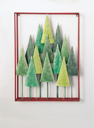 Seasonal red and green tree wall decor