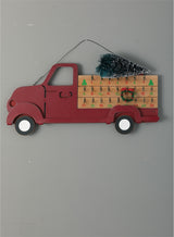 Seaonal red Truck Calendar Wall Decor with Christmas tree