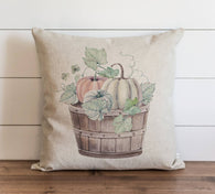 Watercolor Pumpkins in Basket Pillow Cover 