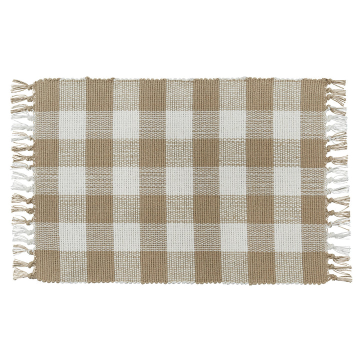Tan and white checkered table placemat