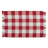 red and white fringed meal placemats